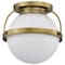 Nuvo Lakeshore 1-Light Medium Flush Natural Brass White Opal Glass 60/7781 - alternate 1